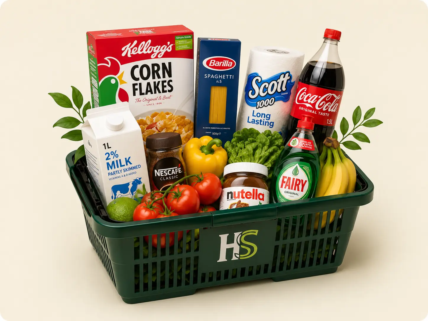 A Happy Shopper basket of everyday essentials