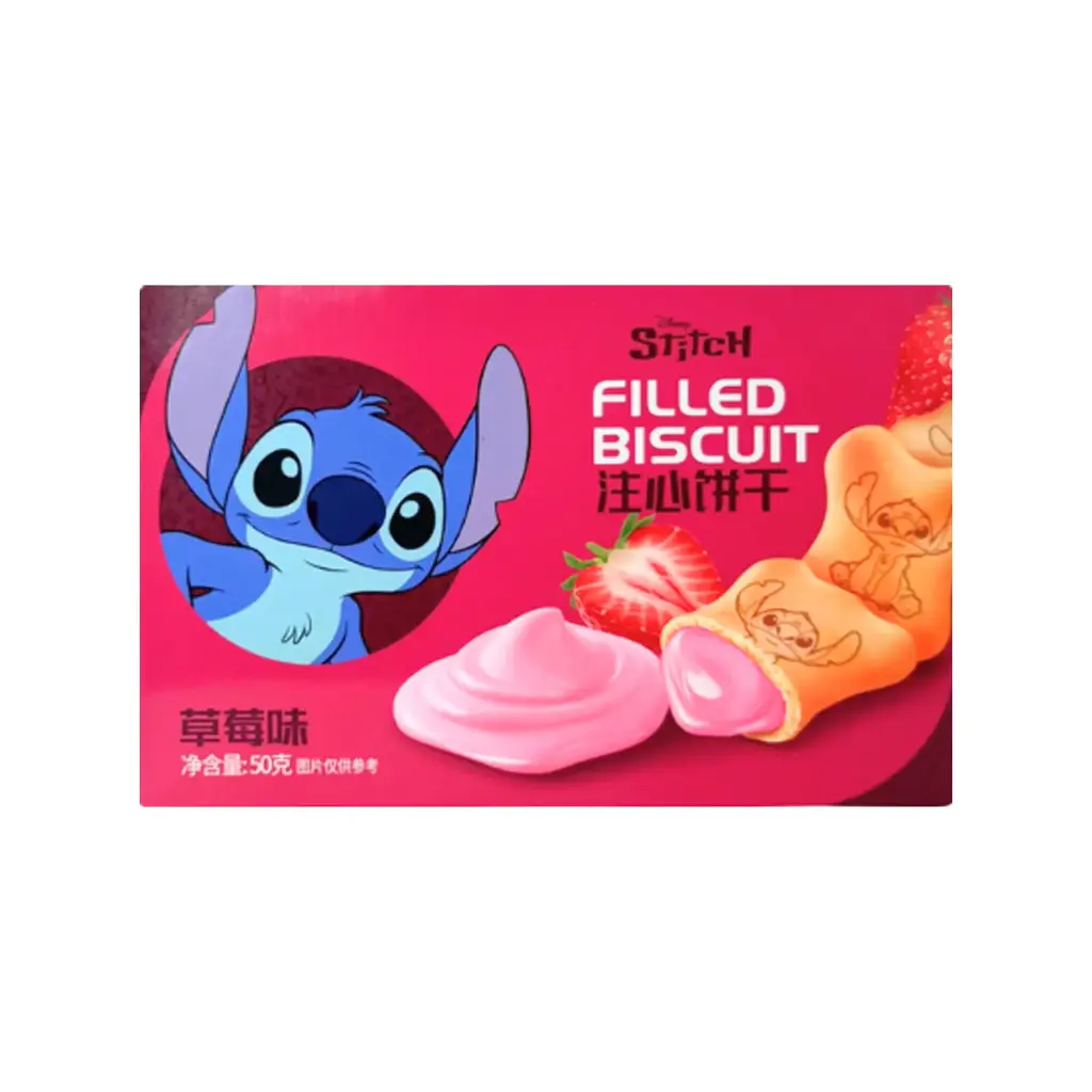 Disney Stitch Filled Biscuit Strawberry Flavor 50g