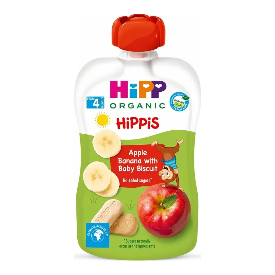 HiPP Apple, Banana with Baby Biscuits Pouch 100g