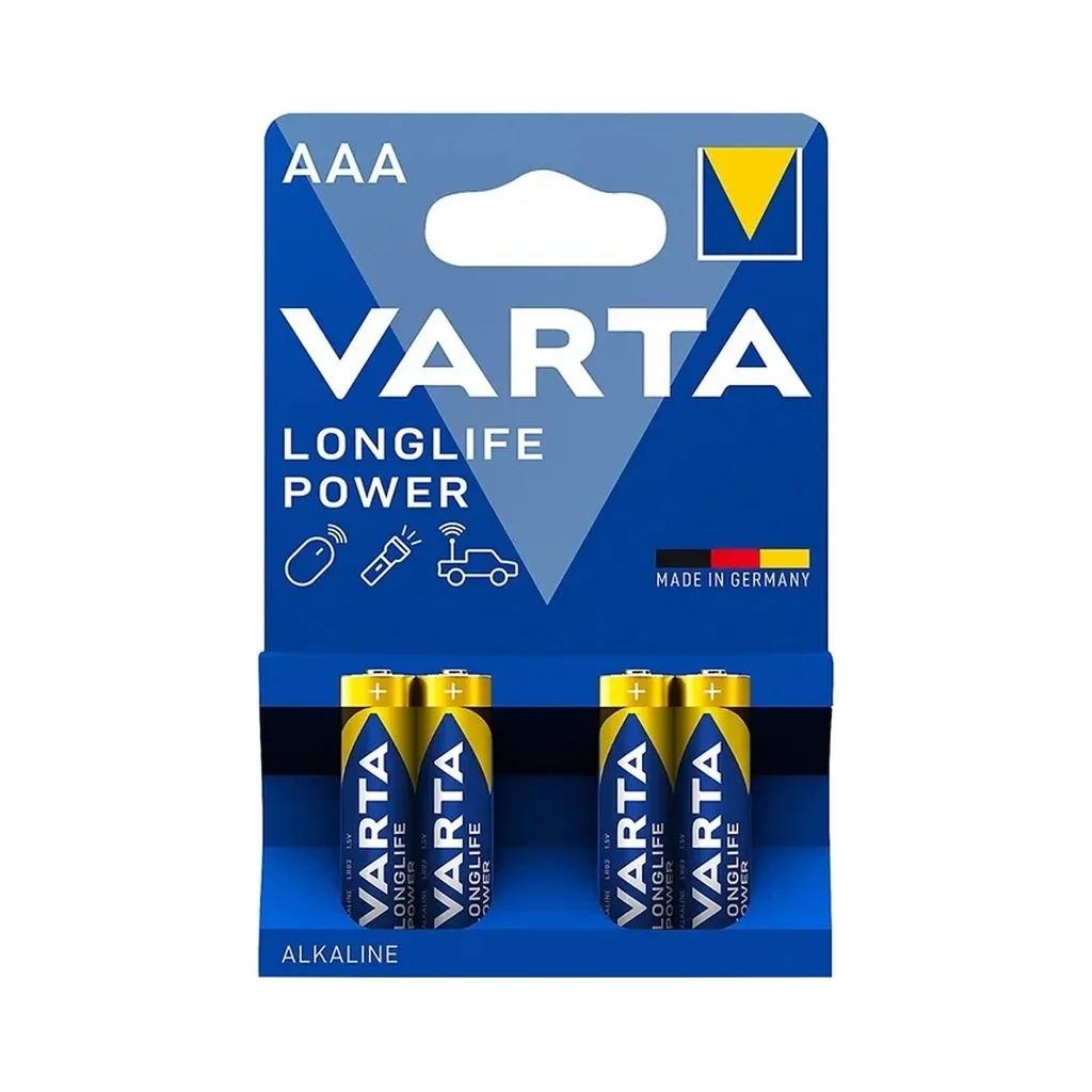 Varta AAA Longlife Power Alkaline Batteries (4 Units)