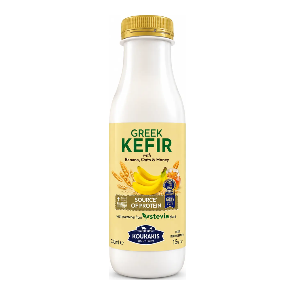 Koukakis Greek Kefir Banana, Honey, Oats 330ml