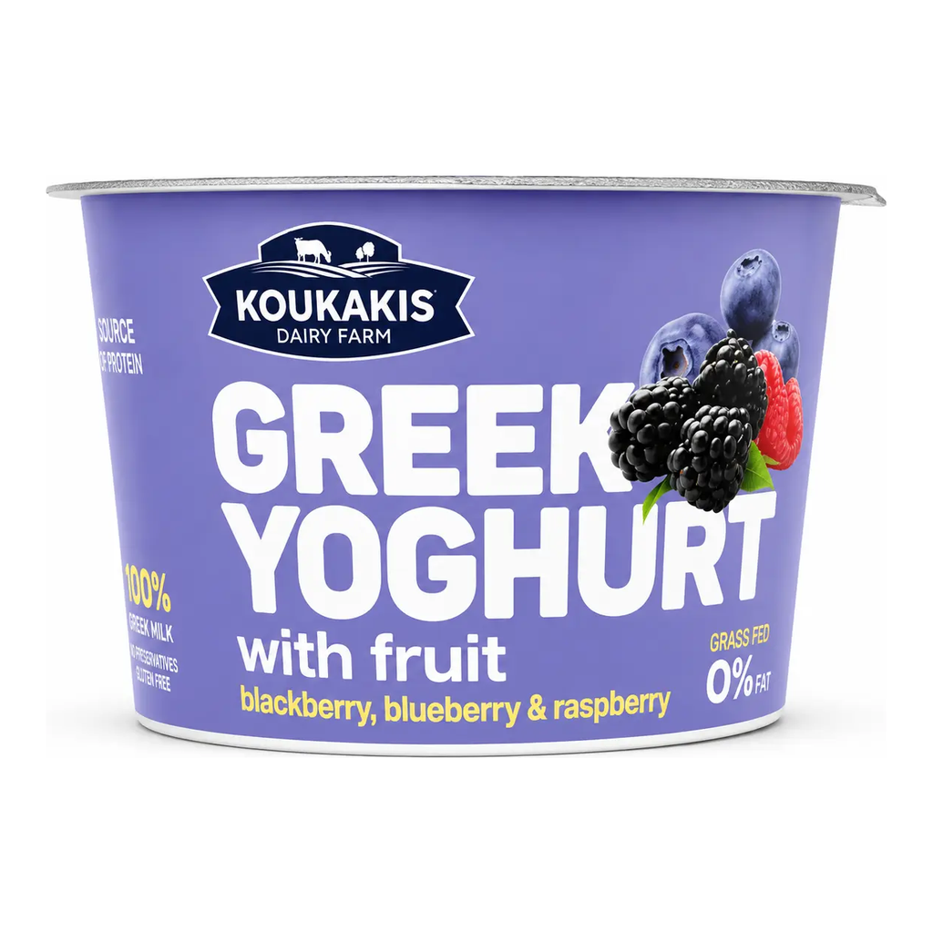 Koukakis Greek Yoghurt 0% Blackberry, Blueberry & Raspberry 150g