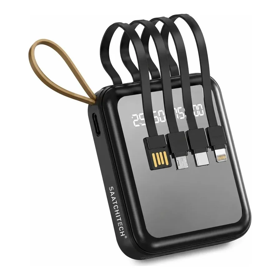 SAATCHITECH 10000mAh Power Bank with Built-in Cables