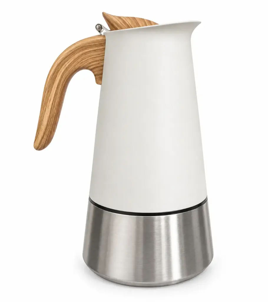 Matte White Moka Pot Espresso Maker 6-Cup 300ml