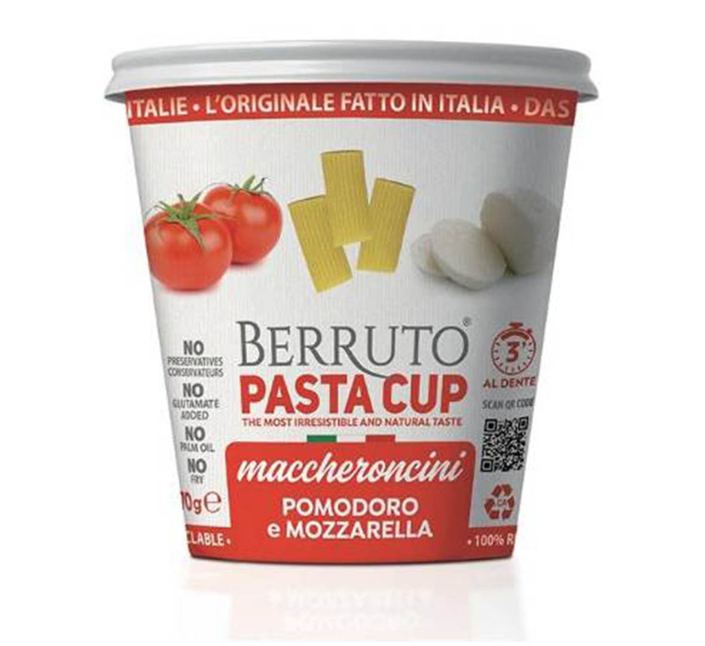 Berruto Pasta Cup Maccheroncini Pomodoro E Mozzarella 70G