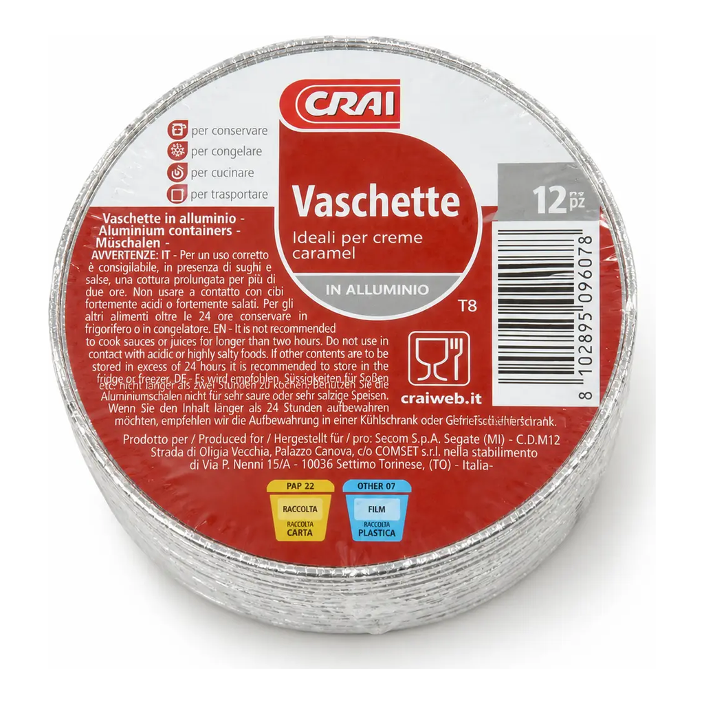 CRAI Aluminium Crème Caramel Containers T8