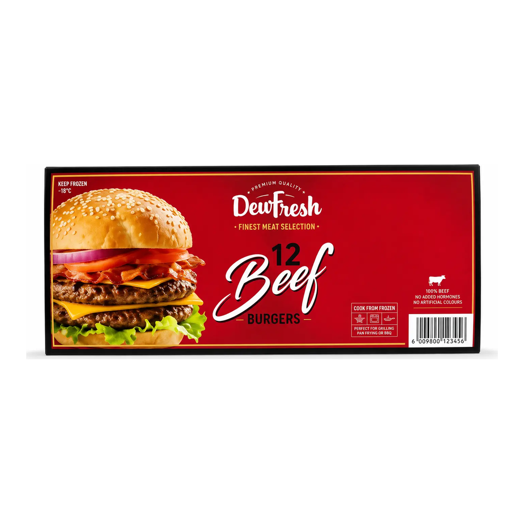 Dewfresh Beef Burgers x12 680g