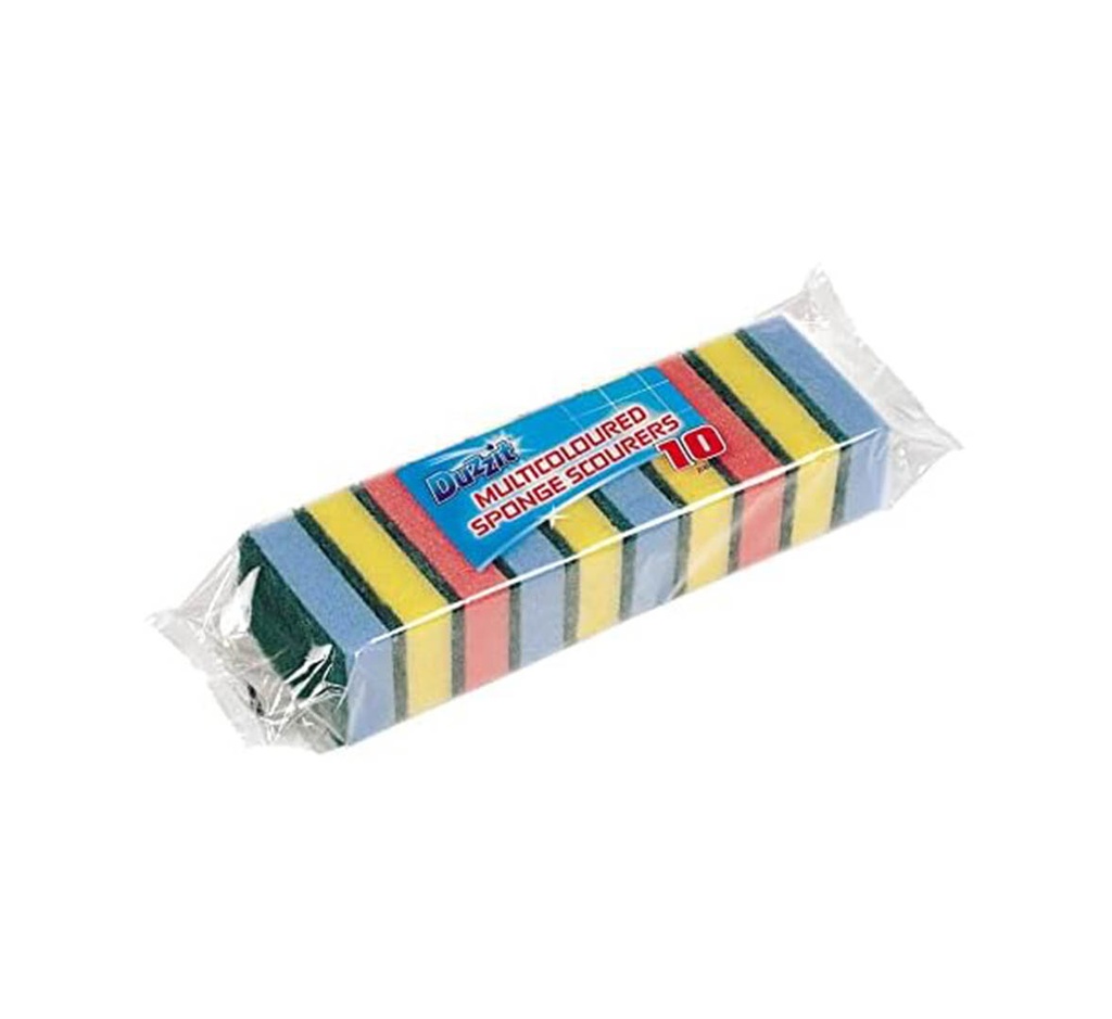 Duzzit Multicoloured Sponge Scourers 10Pc