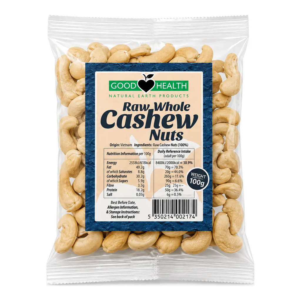 Good Health Raw Whole Cashew Nuts 100G