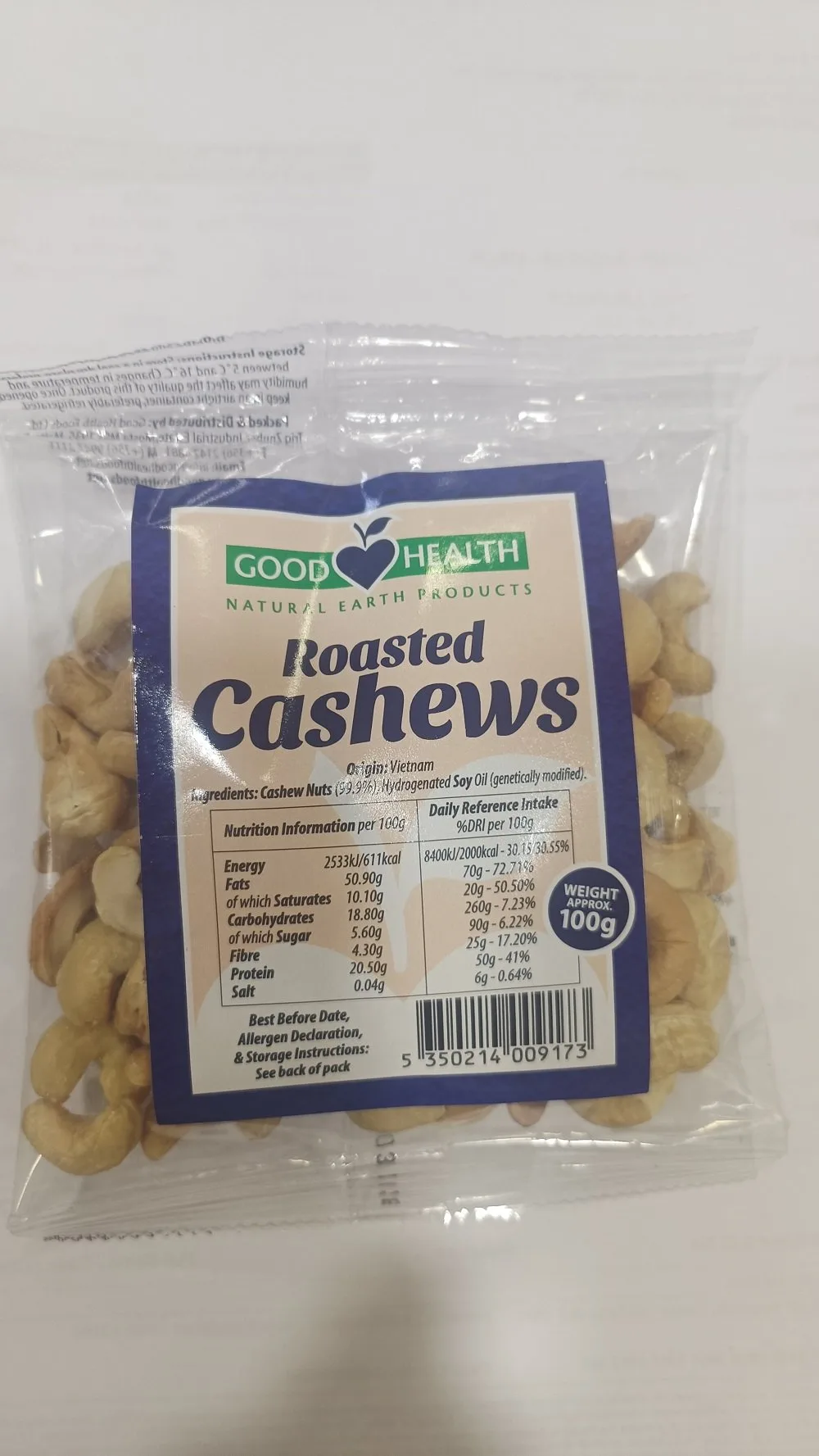 Good Health Roasted Cashew Nuts 100g
