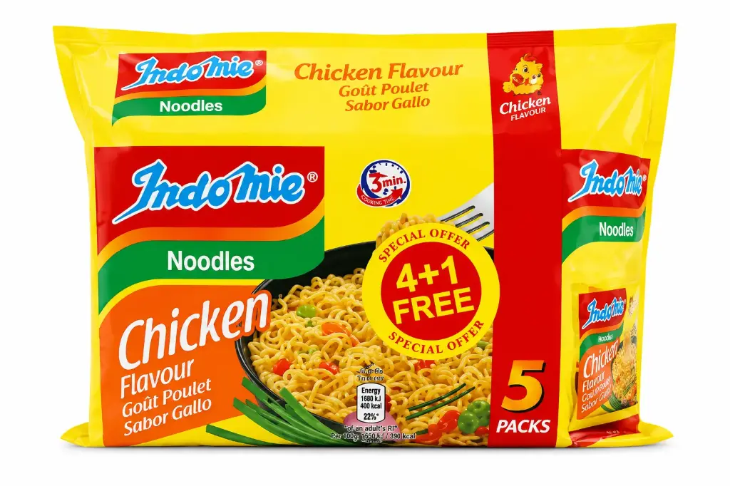 Indomie Chicken Noodles X 4 + 1 Free 70g