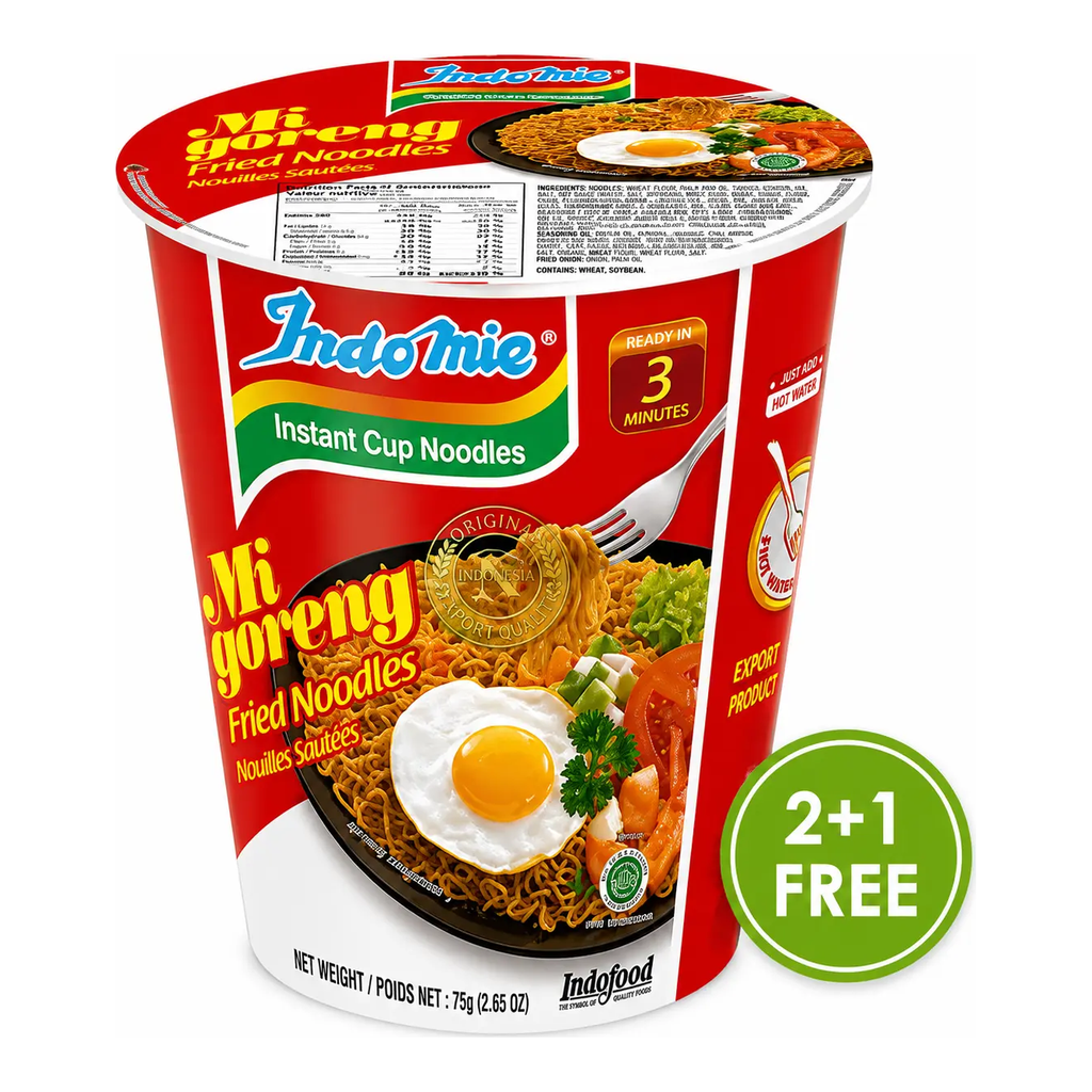 Indomie Instant Cup Fried Noodles 75G X 2 (+1)