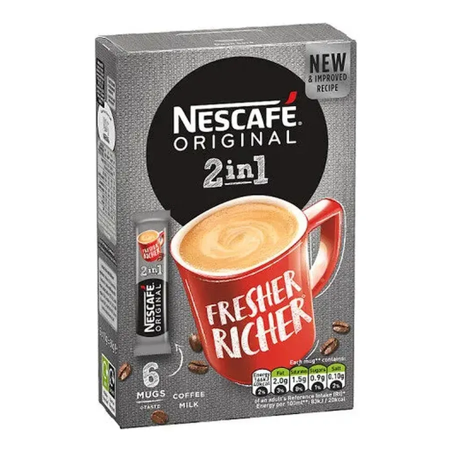 Nescafe 2 in 1 Instant Coffee with Whitener - 6 Sachets x 10g
