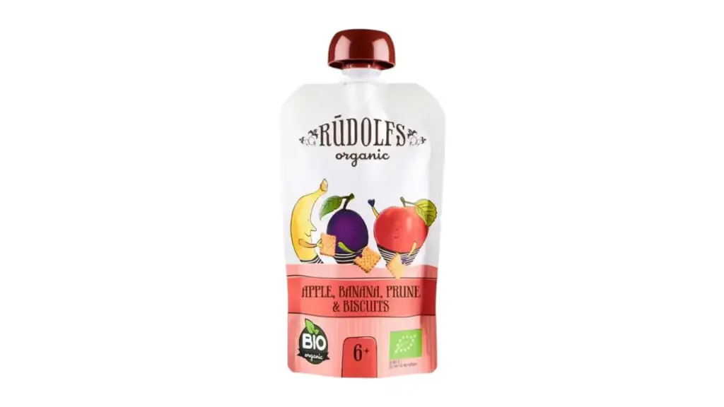 Rudolf Organic Apple, Banana, Prune Puree With Biscuits 110g