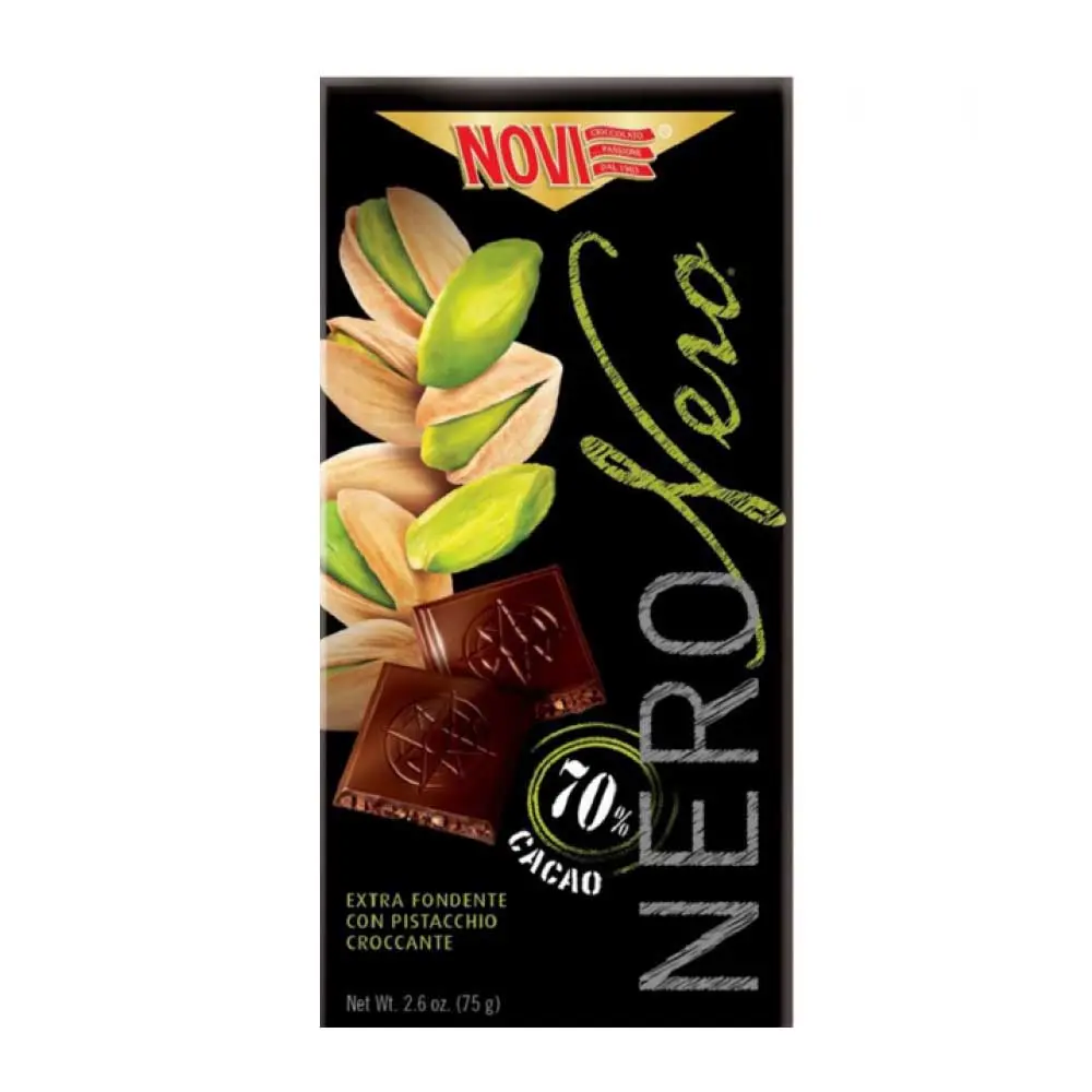 Novi Nero Nero 70% Dark Chocolate Pistacchio 75g