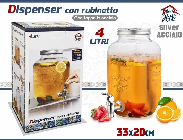 4L Beverage Dispenser With Tap – Silver Color