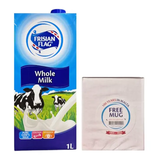 2 Frisian Flag Whole Milk 1L + Mug