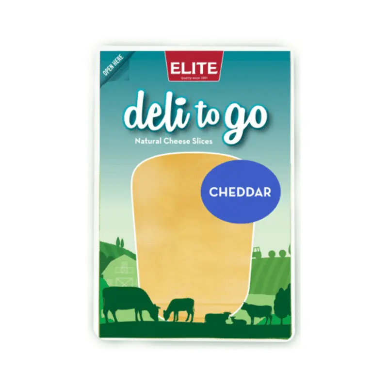 Elite D2Go Wht Cheder Slices 150g