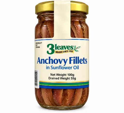 3 Leaves Anchovy Fillets In Sunflower Oil 100g