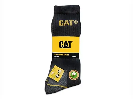 Cat Real Work Socks Pack Of 3 Size 41-45 Black