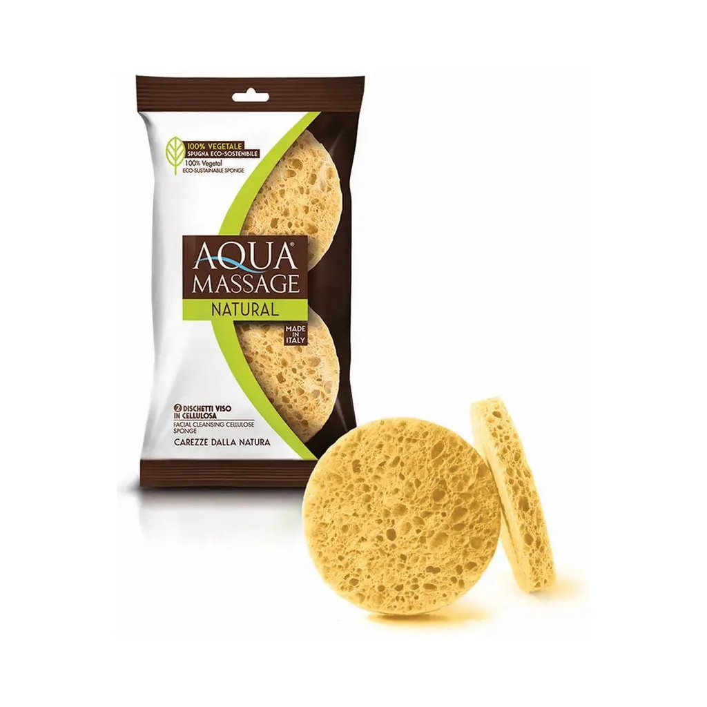 Aqua Massage Cellulose Facial Cleansing Sponge 2pc