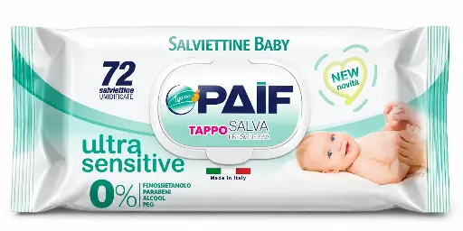 PAIF Ultra Sensitive Baby Wipes 72 Pack