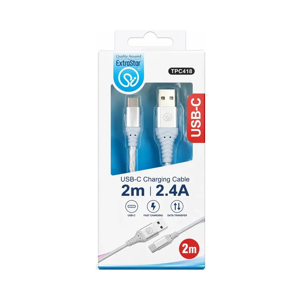 USB-C Charging Cable 2m 2.4A – ExtraStar