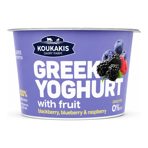 [KOU014] Koukakis Greek Yoghurt 0% Blackberry, Blueberry & Raspberry 150g