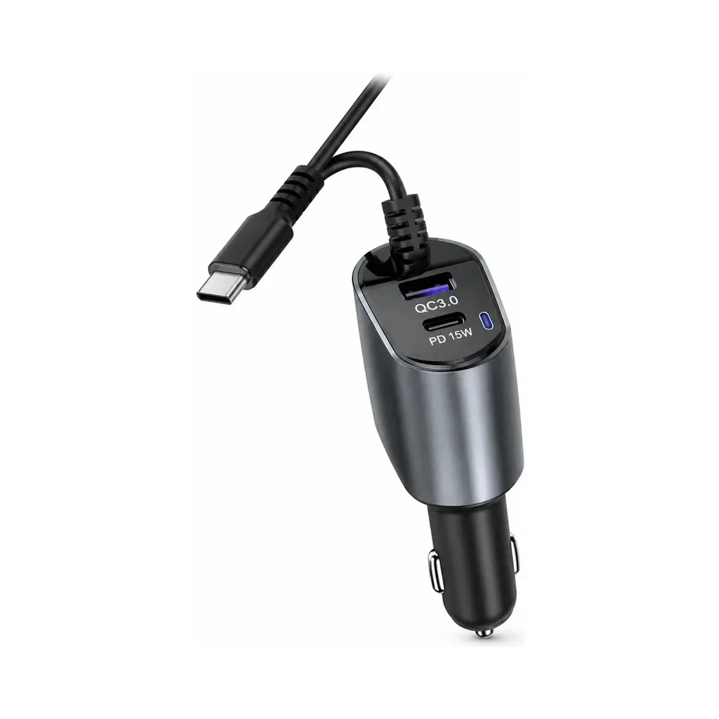 Wesdar PD15W USB-C Car Charger with Retractable Cable