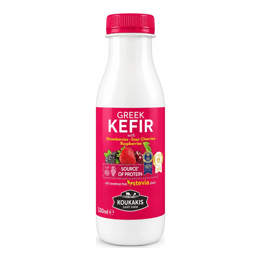 [KOU007B] Koukakis Greek Kefir Strawberry, Cherry, Port 330ml