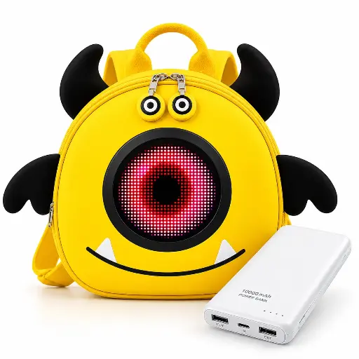 Monster Backpack Yellow LOY LED Backpack + Powerbank