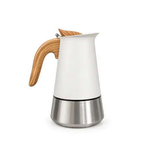 [MOKA-4C-200W] Matte White Moka Pot Espresso Maker 4-Cup 200ml