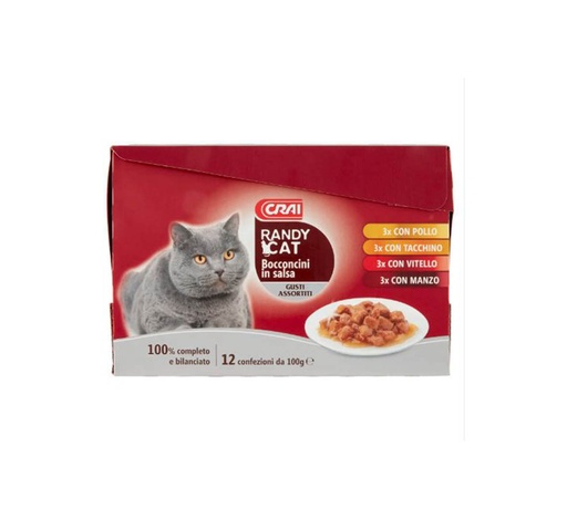 Crai Randy Cat Bocconcini In Salsa Con Manzo 12X100G