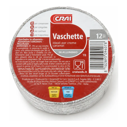 [Crai Vaschette 12pz] CRAI Aluminium Crème Caramel Containers T8