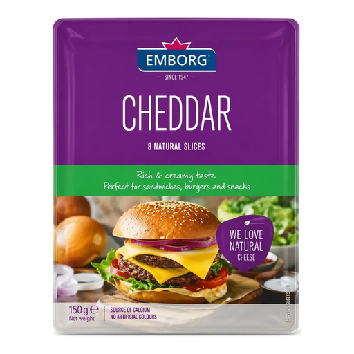 Emborg Cheddar Slices, 150g
