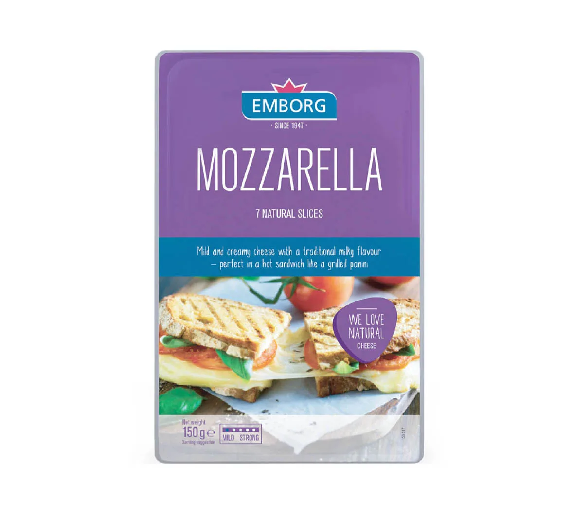 Emborg Sliced ​​Mozzarella Cheese, 150g