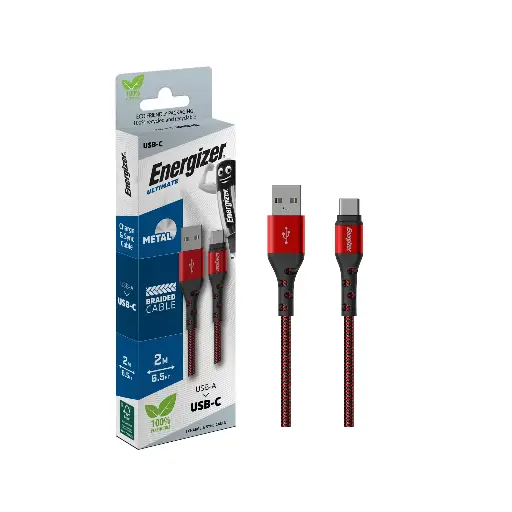 Energizer Type C Usb Cable, 2M Red