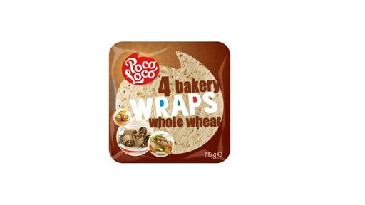 Poco Loco Bakery Wraps Whole Wheat, 4 x 245g