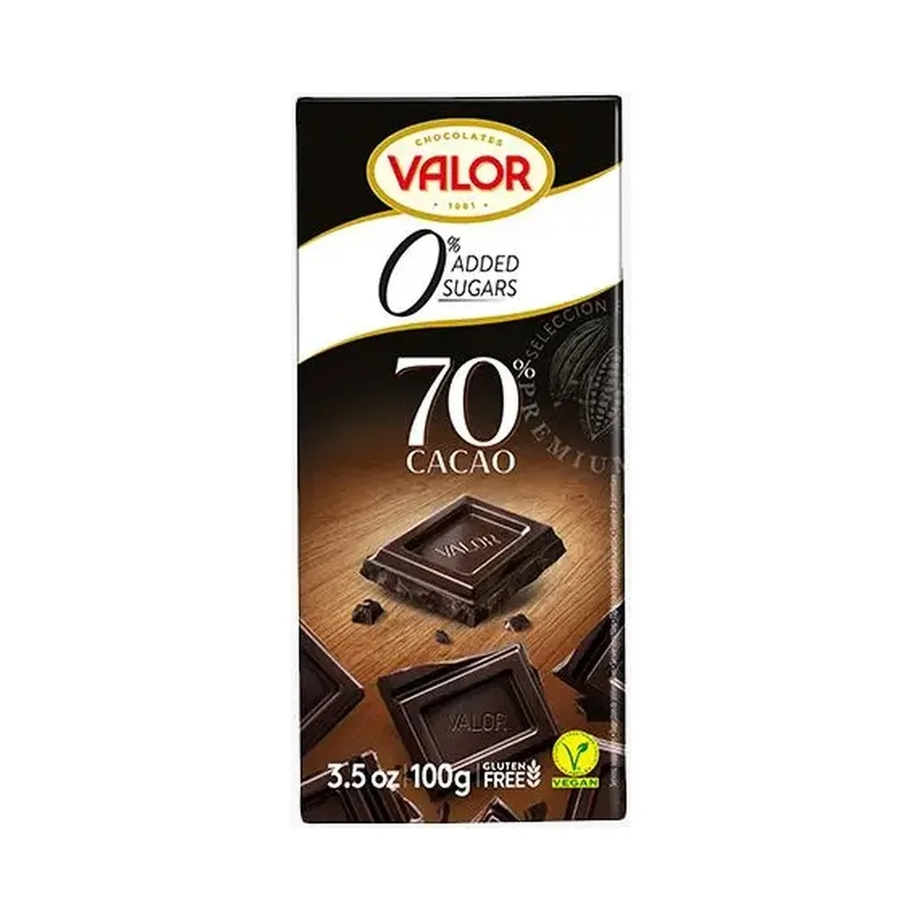 Valor 70% Dark Choc Stevia Free 100g