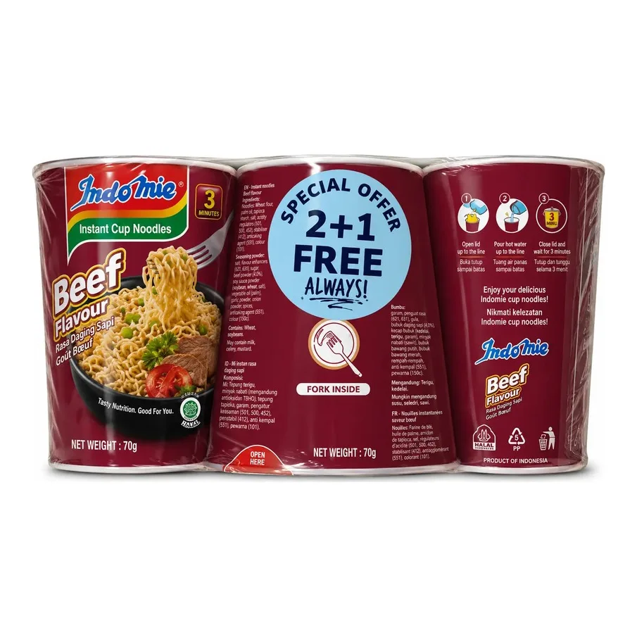 [IND50] Indomie Cup Beef X 2 (+1 Free)