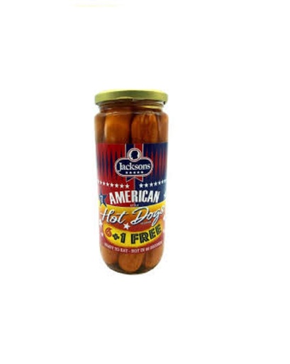 Jacksons American Hotdogs Jar 6+1 Free 350g