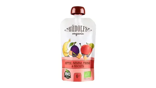 Rudolf Organic Apple, Banana, Prune Puree With Biscuits 110g