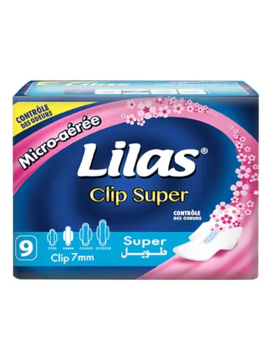 Lilas Sanitary Pads Clip Super With Wings 9 pcs